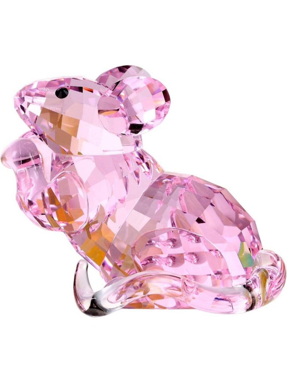 Cute Crystal Mouse Figurine - Adorable Home Decor, Collectible Gift Idea (Pink)